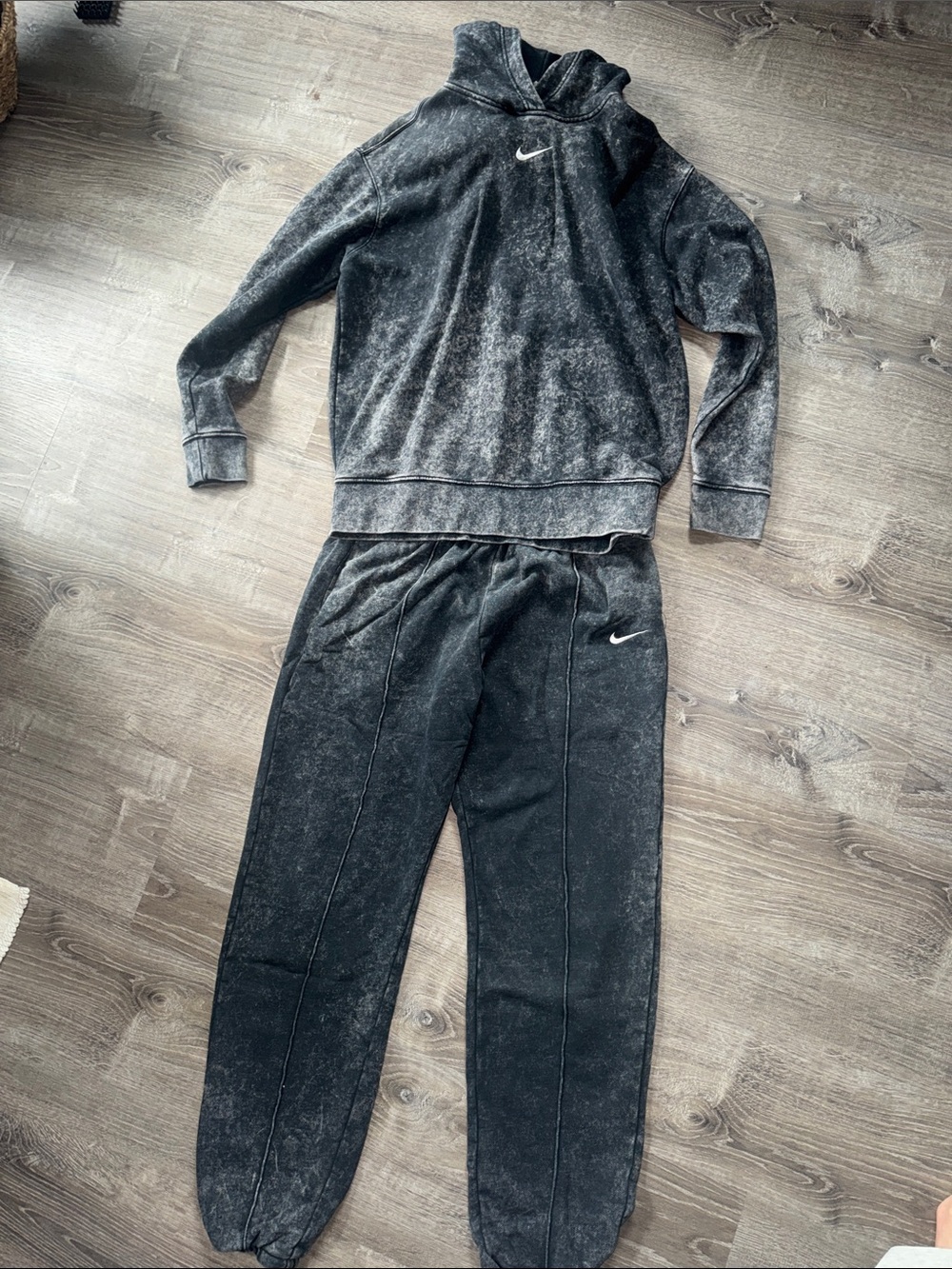 Nike Black Mineral-Wash Hoodie & Jogger Set
